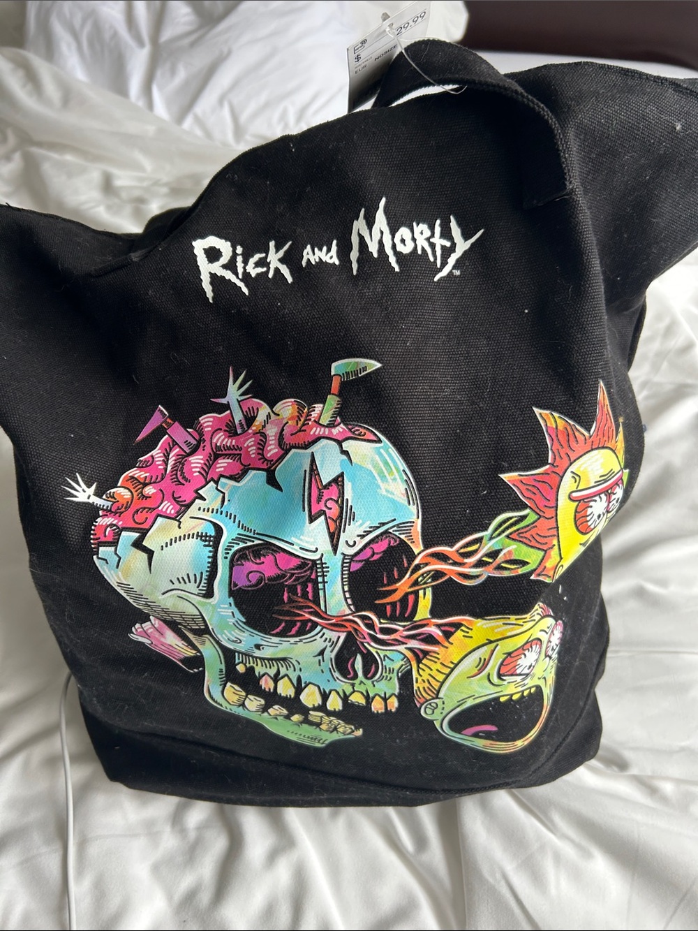 Rick and Morty Black Graphic Tote Bag BRAND NEW TAG QUICK NYC SHIPPING - Picture 3 of 16